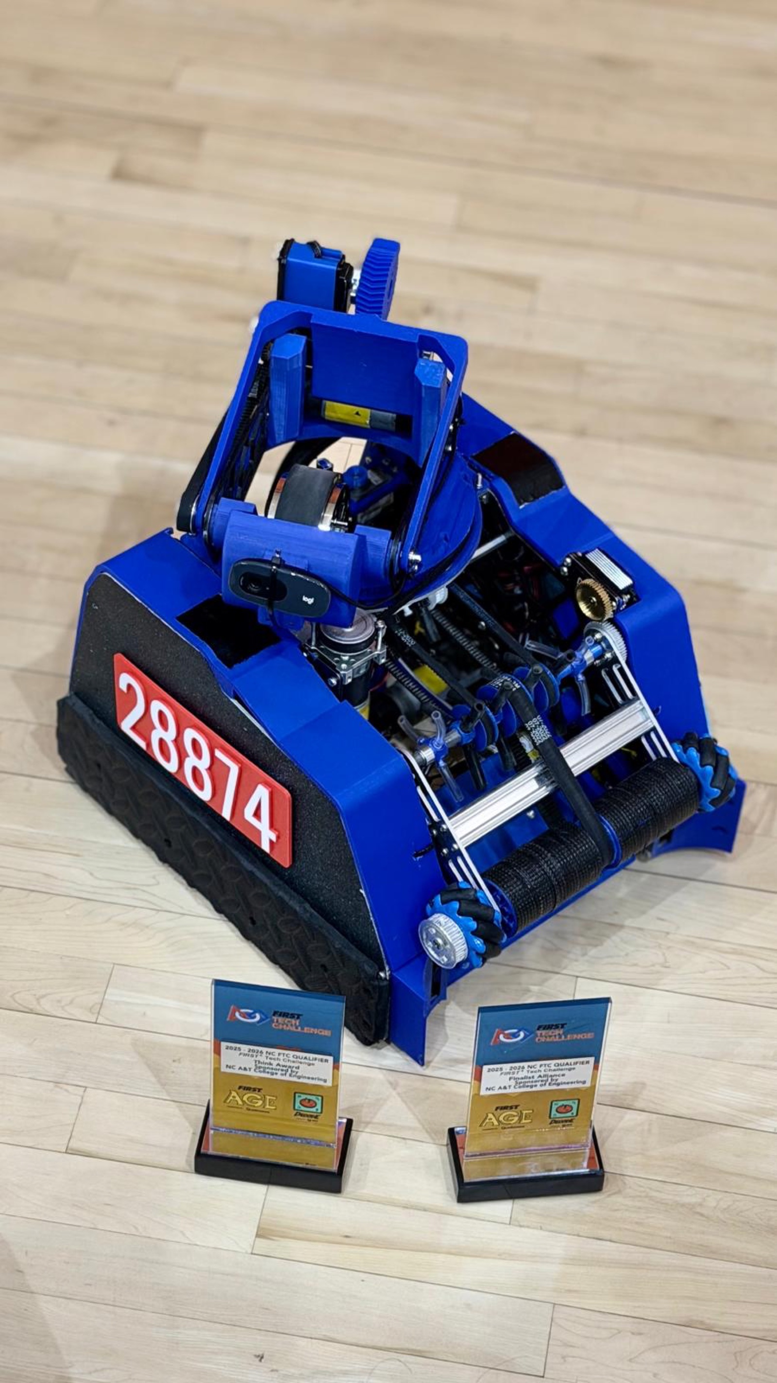Neptune, Logic Legion’s rookie season robot, beside qualifier awards